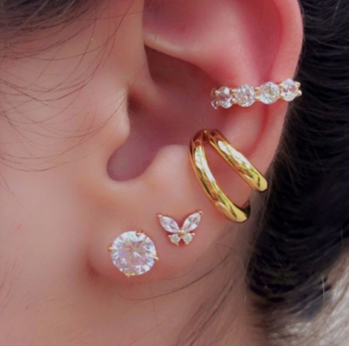 Set of 4 Gold Mini Earrings